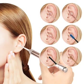 

8pcs/set LED Ear Wax Pickers Stainless Steel Earpick Wax Remover Curette Ear Pick Cleaner Ear Cleaner Spoon Care Ear Clean Tool