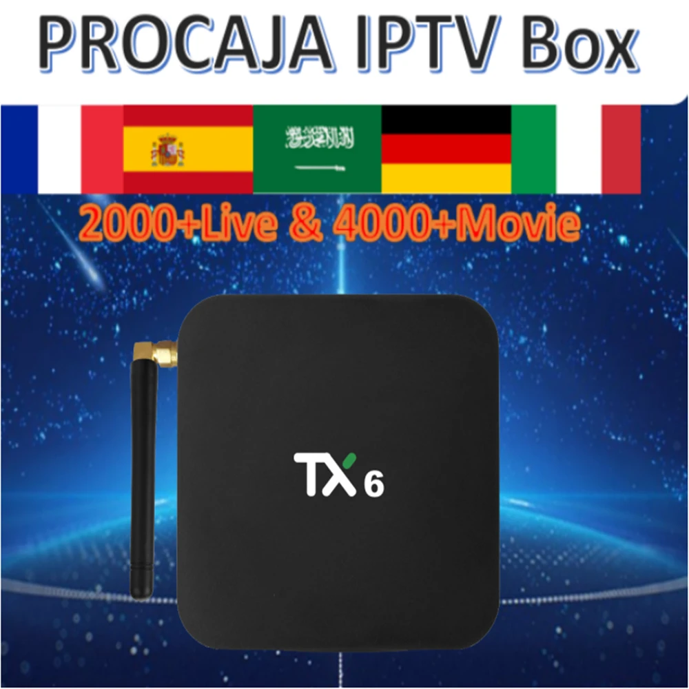 

TX6 Android 9.0/Dual wifi/4K Smart TV box&Pro neotv iptv Procaja iptv Subscription France Spain Arabia Portugal