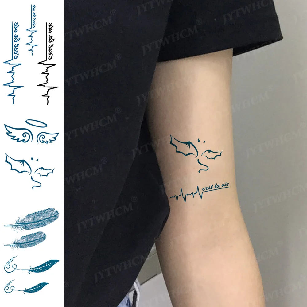 Hells Angels Temporary Tattoo For Women Minimalist Wing Letter Flash  Tattoos Totem Finger Sexy Fake Tattoos And Body Art Man Arm - Temporary  Tattoos - AliExpress