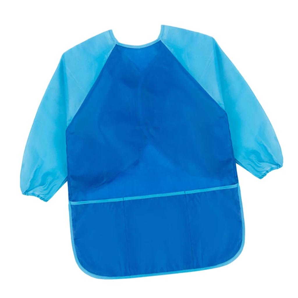 Light Blue Sleeve M Детский фартук с длинным рукавом для рисования водонепроницаемый халат - Цвет: Light Blue Sleeve M