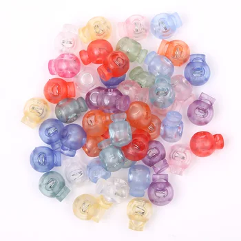 

50Pcs Plastic Toggle Single Hole Spring Loaded Elastic Drawstring Rope Cord Locks Clip Ends Round Ball Shape Fastener Buttons