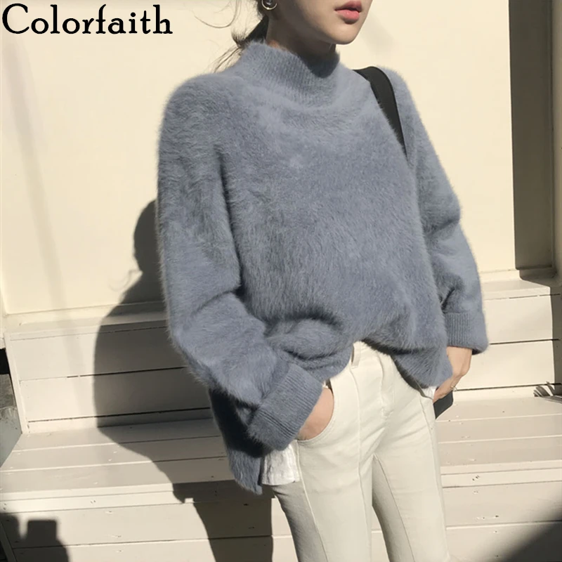 Colorfaith, женские свитера, Осень-зима, водолазка, корейский стиль, модный, теплый, Повседневный, Minimalis, женские пуловеры, SW3091