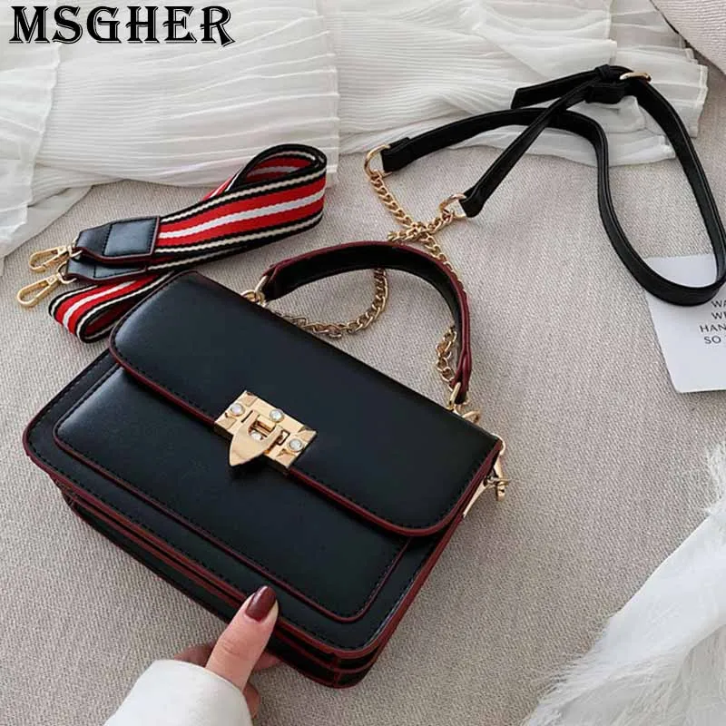 

MSGHER Panelled Flap Women Bag Summer 2019 Two Shoulderband Vintage French Style Delicate Hasp Lock Crossbody Female Bag WB2837