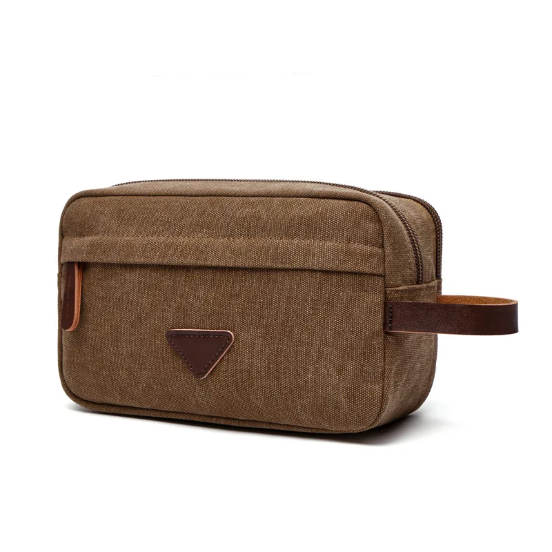 Men Handbags Clutch Bag Wallet Retro Canvas Bag Portable Key Case Coin  Purse Toiletry Cosmetic Bag Head Layer Cowhide Wrist Bags