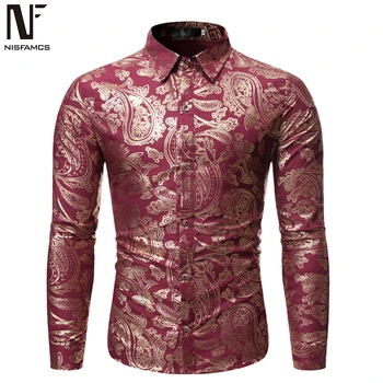 

Long Sleeve Indian Style Men Shirts Business Casual Paisley Printed Clothing Big Size Loose Tops High Quality Autumn New Arrival