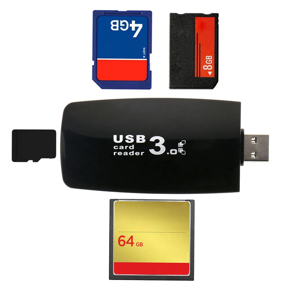 Черный все в 1 Высокоскоростной USB 3,0 флэш-карт памяти и адаптер для карт 5 Гбит/с для ПК ноутбука