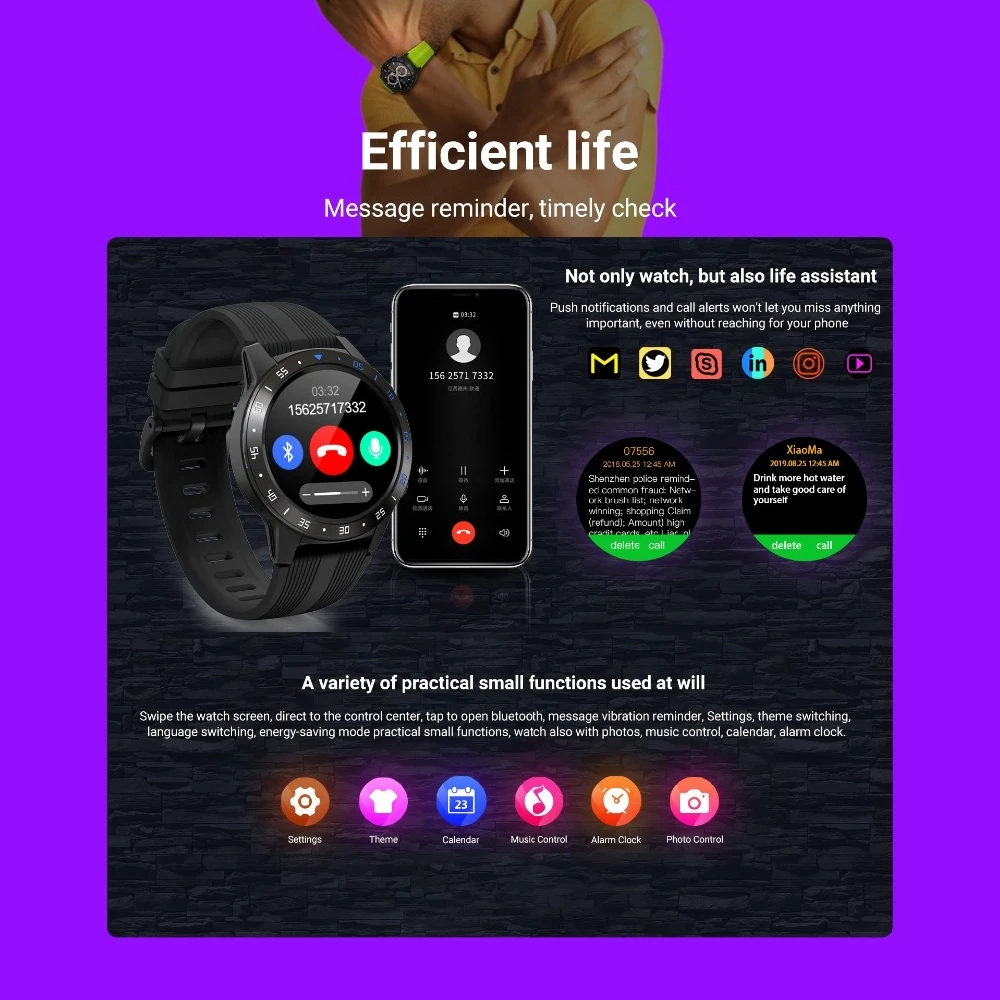 Nennbo M5S Smart GPS Watch Support SIM & Bluetooth Phone Call IP67 Waterproof Heart Rate Monitor Fitness Bracelet