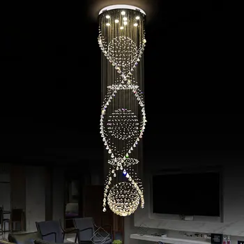 

Long Crystal Chandelier Luxury Design Lamp Modern Led Indoor Hanging Lighting for living room staircase lobby light fixture