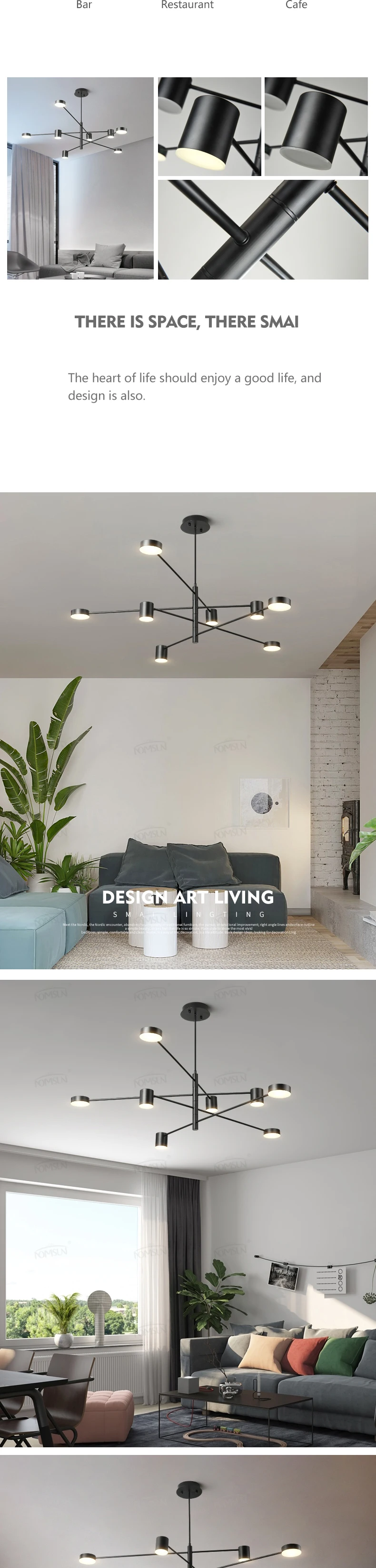 Luminária suspensa com design nórdico, luminária suspensa