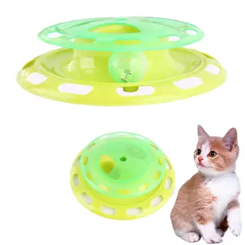 

Cat Turntable Single Layer Kitten Feeder Toy Bell Balls Disk Cats Interactive Training Amusement Plate Pet Scratching Toys