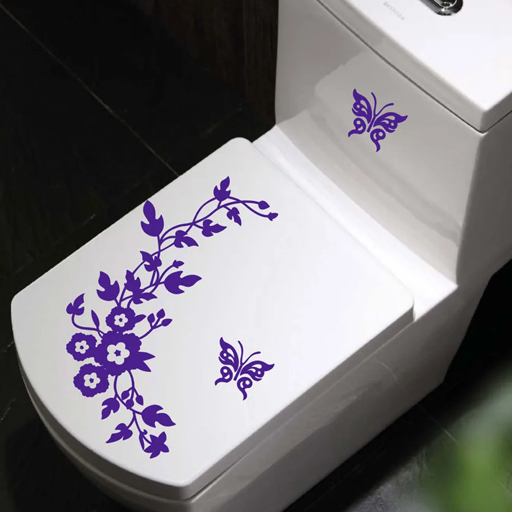 Flower Toilet Sticker Seat Wall Sticker Bathroom Decoration Decals