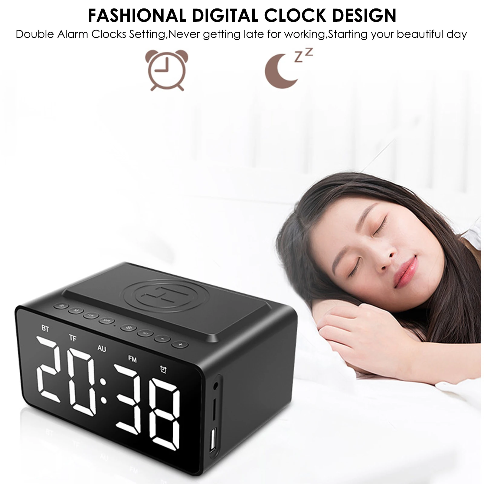 Беспроводной Bluetooth-будильник динамик цифровой светодиодный дисплей телефонный