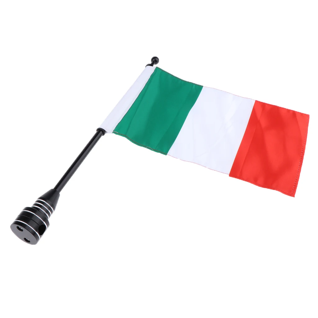 Motorcycle Rear Tail Luggage Rack Bracket Mount Steel Pole Italy Flag