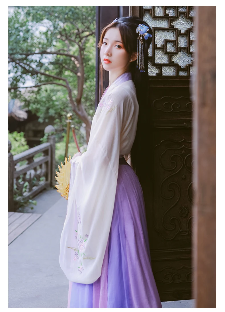 Традиционная китайская одежда для женщин Hanfu платье элегантный Феи народный древний костюм вишня вышивка Восточный Тан костюм DL4976