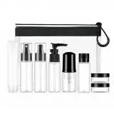 

9 Pcs Home Spray Refillable Empty Container Transparent Plastic Portable Travel Black Cosmetics Sub Bottle Set Shampoo Lotion