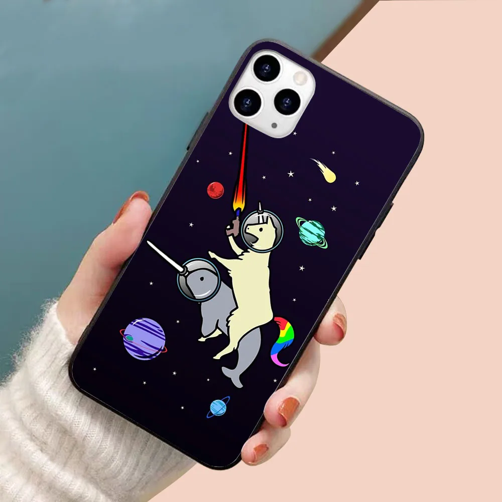 

Llamacorn Riding Narwhal In Space soft TPU border phone case for iphone 11PRO MAX 11 X XS XR XSMAX 6 plus 7 7plus 8 8plus cover
