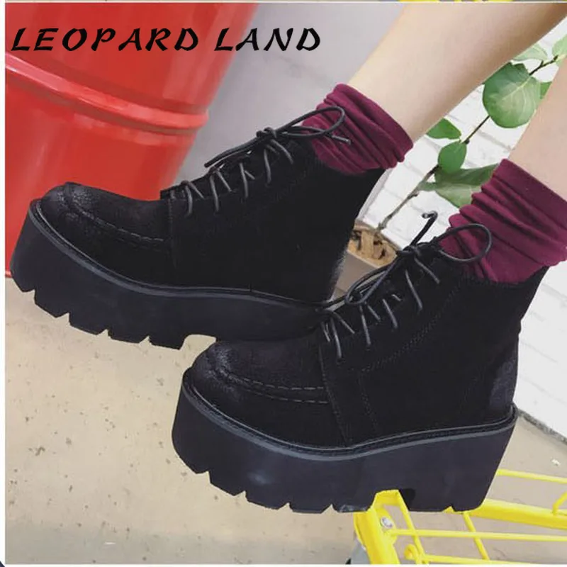 Женские ботильоны на платформе LEOPARD LAND водонепроницаемые ботинки толстой