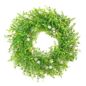 

50CM Artificial Wreath Green Leaves Wreath for Front Door Wall Festival Celebration Fireplace Window Home Hanging Party Decor