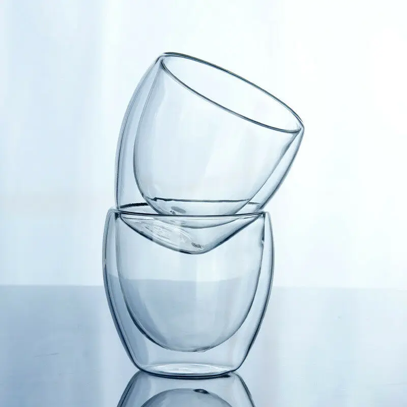 

150-450ML Glass Coffee Mug Clear Double Wall Insulated Thermal Tea Cup Drinking Double Layer Glass