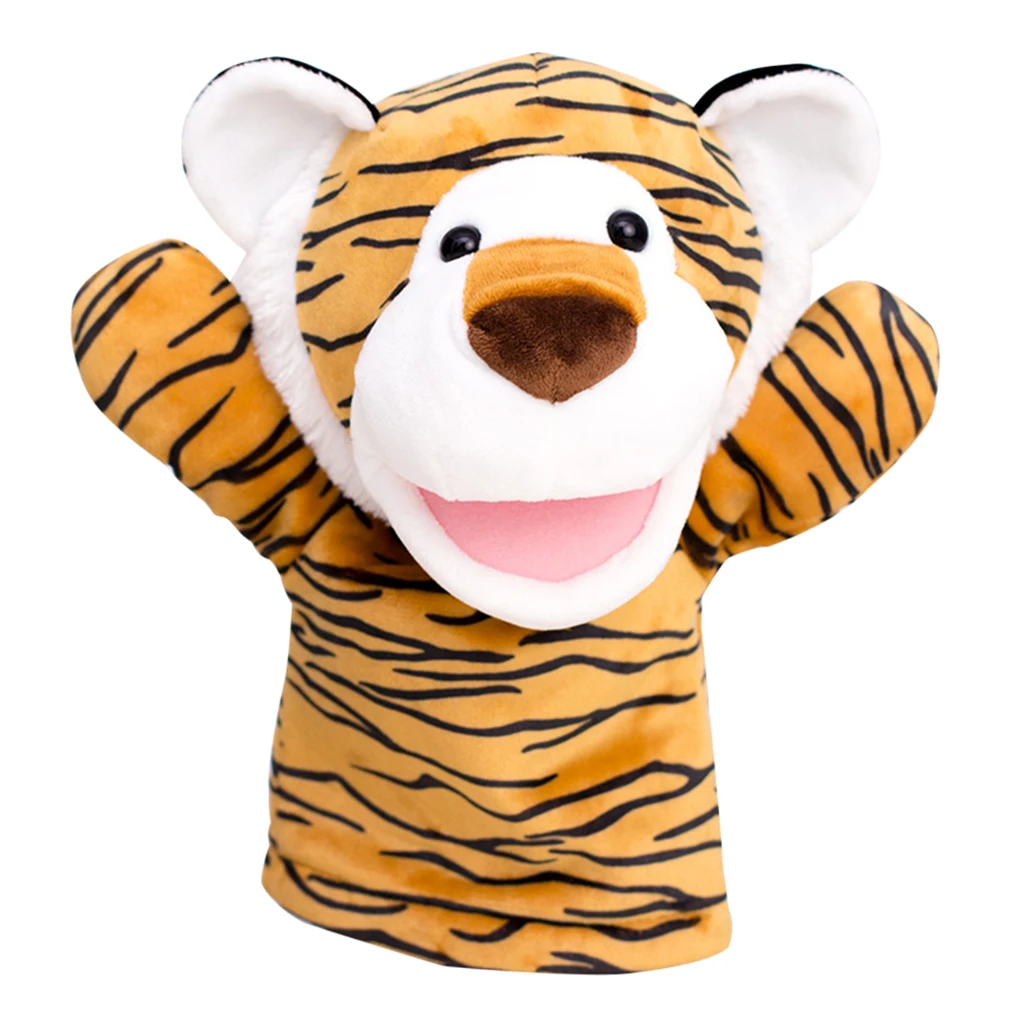 Cartoon Zoo Tiger Animal Hand Puppet Toddlers Baby Imaginative Plush Dolls Party Favors Teaching Show