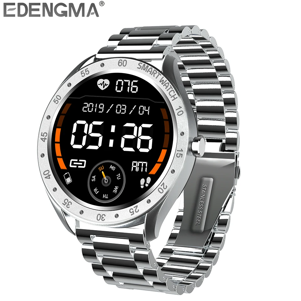 

Smart watch sports bracelet blood pressure heart rate monitor weather forecast wear watch men women metal strap belt optional