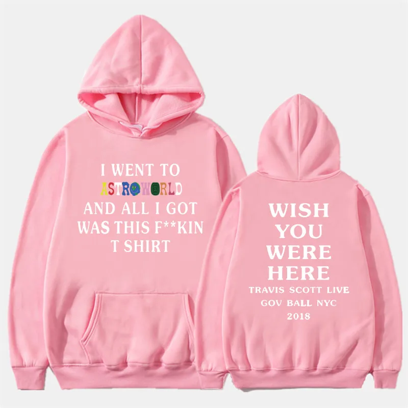 11Pink Новые мужские толстовки с изображением Трэвиса Скотта Astroworld WISH YOU WAS HERE Толстовка Мужская модная толстовка с текстовым принтом мужской/женский пуловер - Color: 11Pink