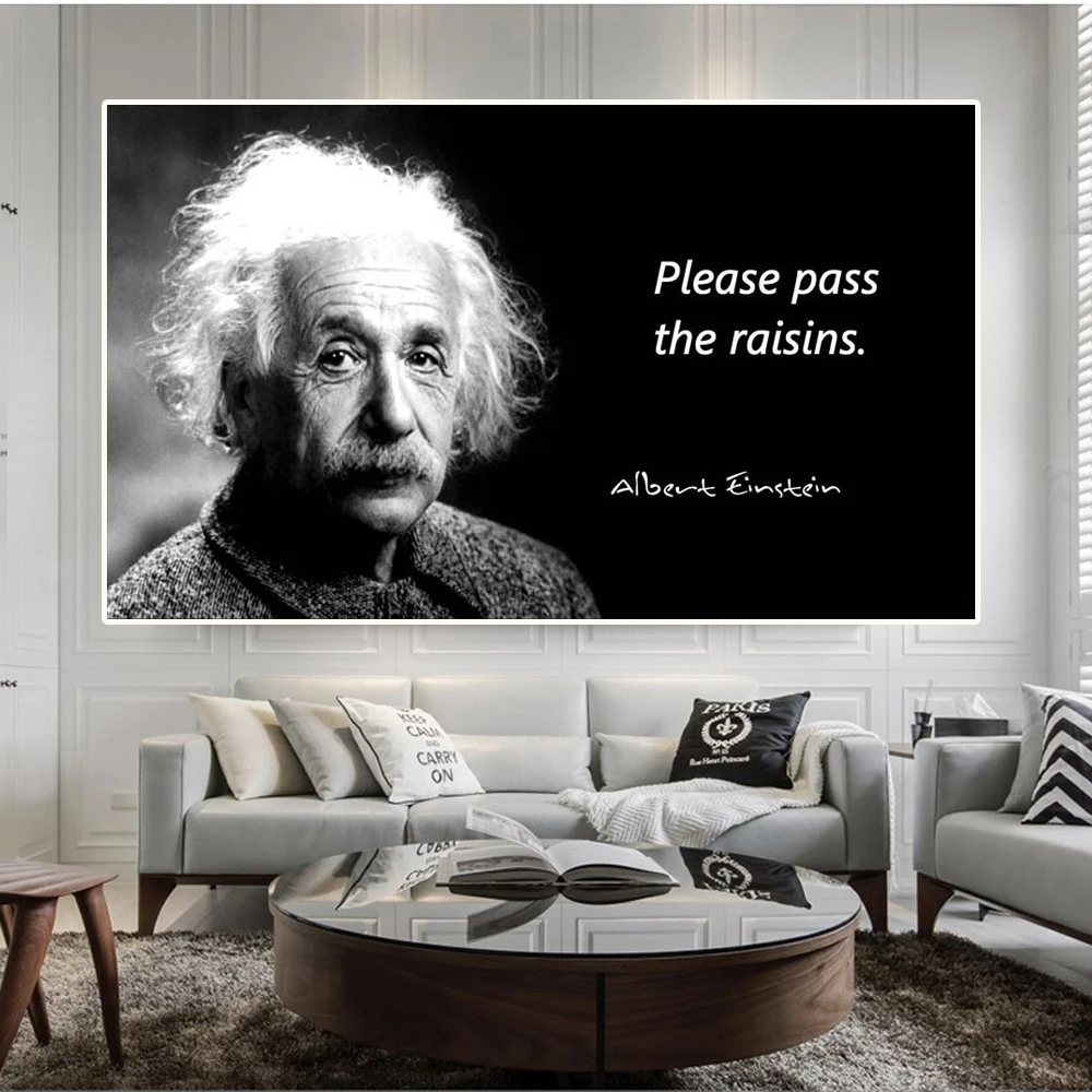 

Modern Black Albert Einstein Canvas Paintings Wall Art Posters And Prints Wall Pictures for Living Room Home Wall Decora Cuadros