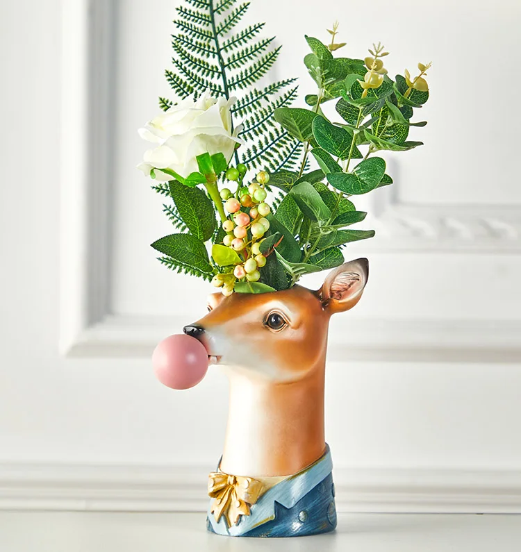 Resin Succulent Plants Flower Zebra Planter Plant Pot Vases Basket Lovely Animal Head Vase for Home Decor 2