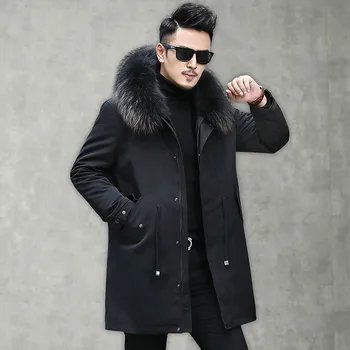 

Real Fur Coat Men Wool Winter Coat Men Raccoon Fur Collar Real Fur Parka for Mens Clothing 2020 Casaco V18-2511 YY938