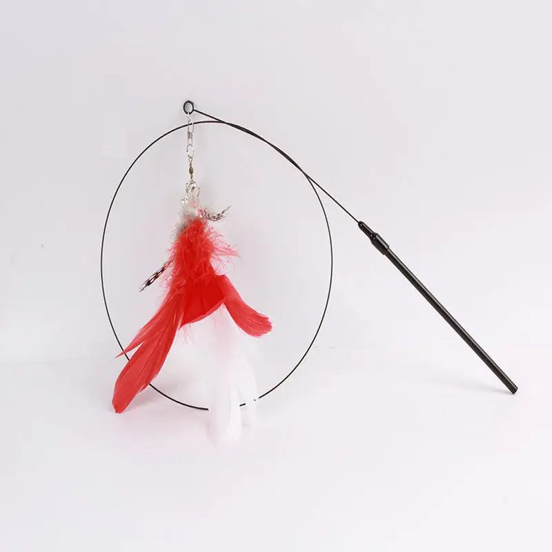 Simulation Bird Interactive Cat Toy Funny Feather Bird with Bell Cat Stick Toys for Kitten Playing Teaser Wand Toy Cat Supplies 