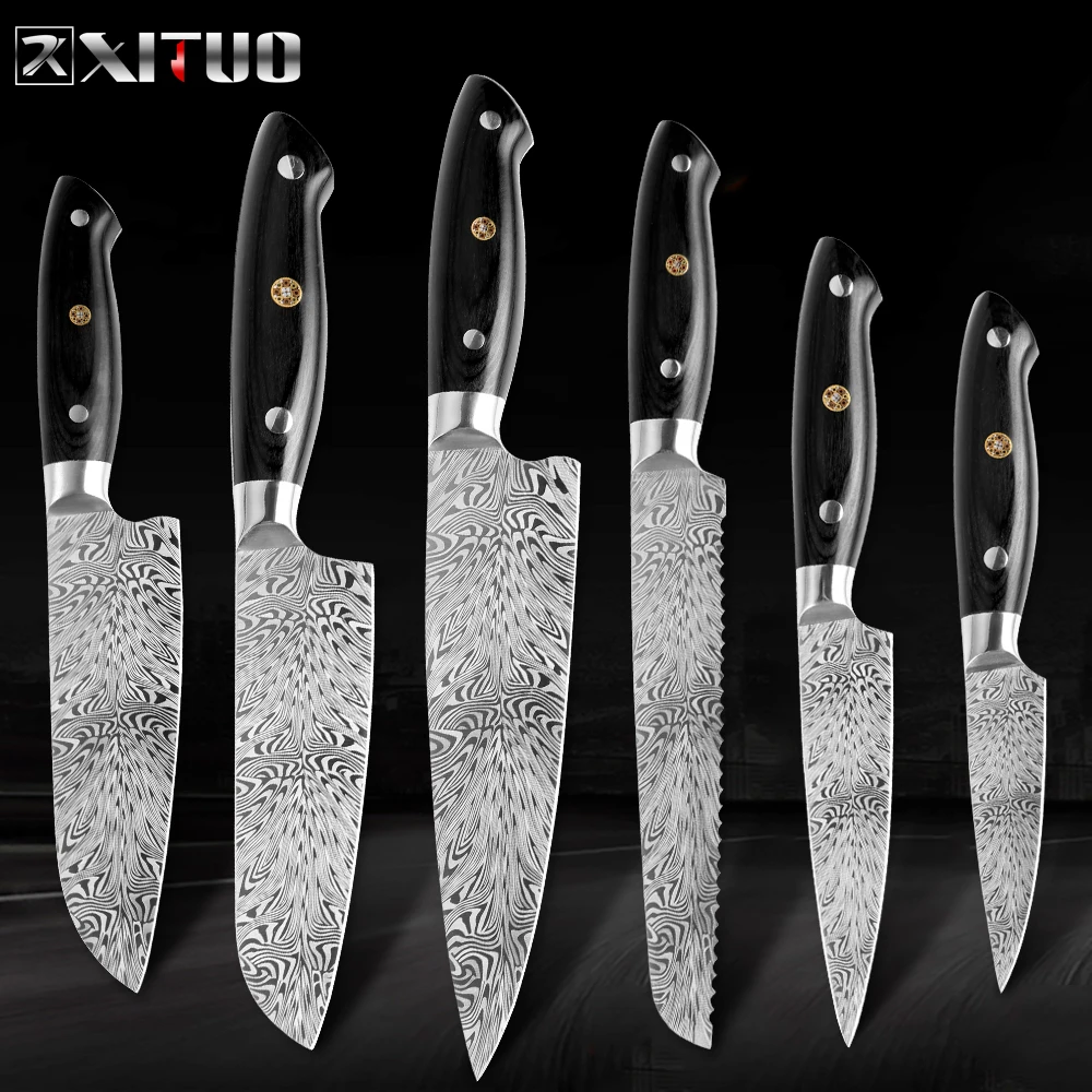 XITUO нож шеф-повара высокого качества лазерный дамасский перо узор кухонный из