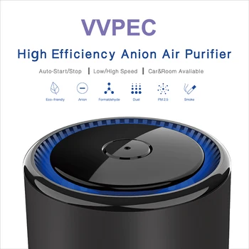 

VVPEC Car Air Purifier Infrared Sensor Air Cleaner best for Car Home Office Gray