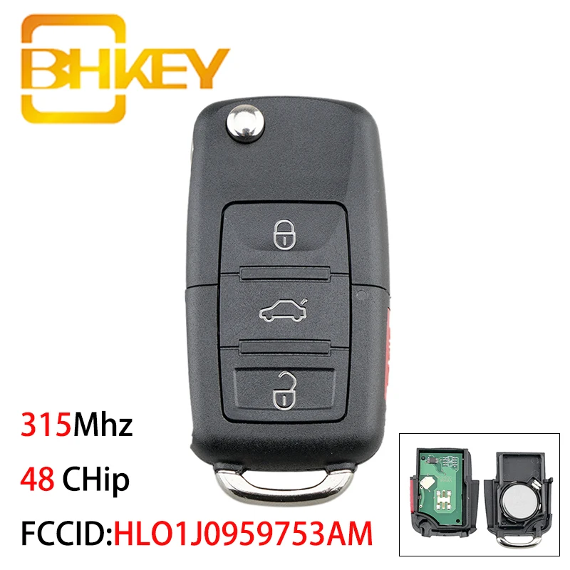BHKEY HLO1J0959753AM для VW ключ 48 чип смарт Автомобильный Beetle Golf Passat Jetta 315 МГц