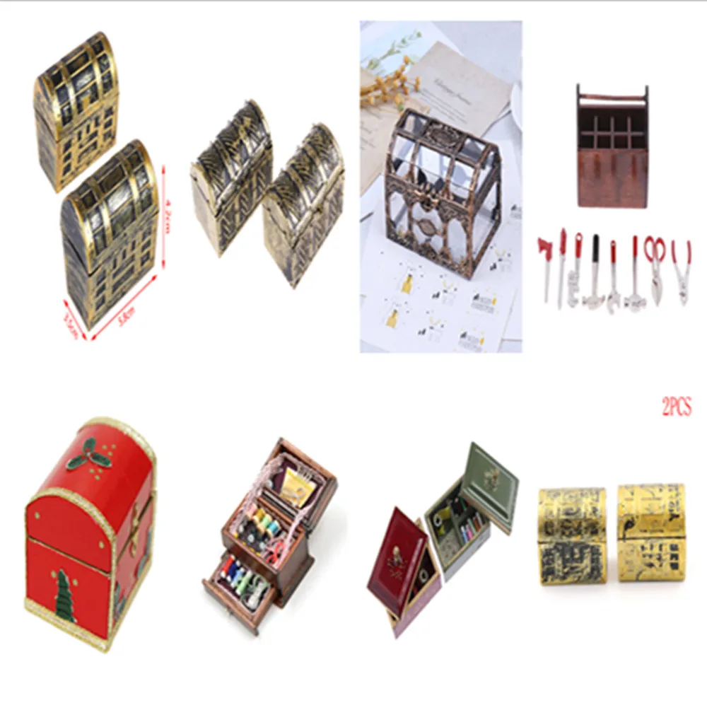 Miniature Vintage Sewing Needlework Needle Kits Box Case For 1:12 Dollhouse Accs