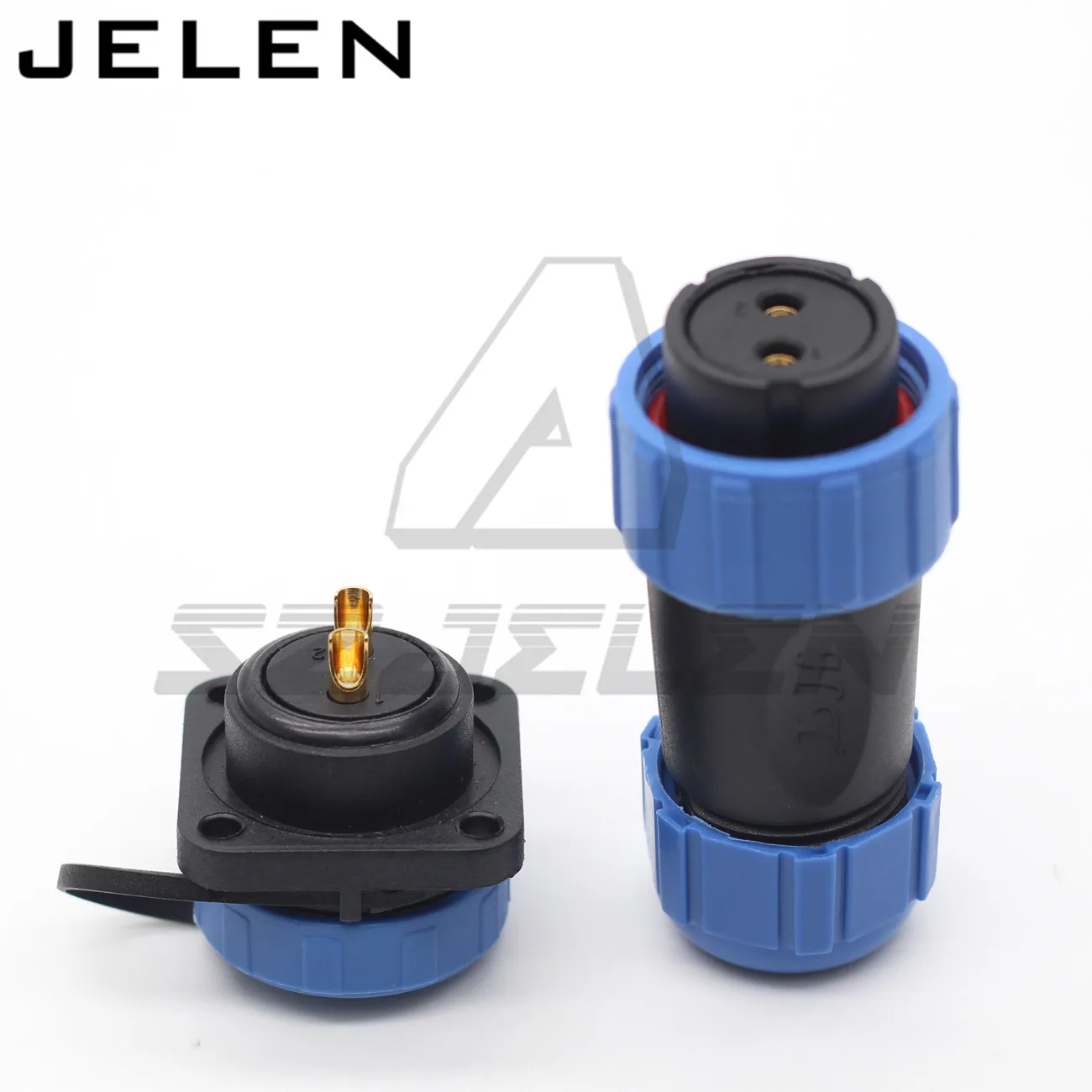 

SP21 waterproof connector plug and socket with flange 4 hole 2 pin IP68 power cable connector