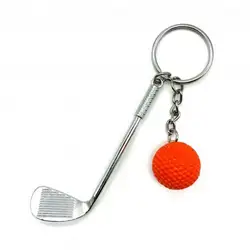 2PCS Golf Key Chain Sports Keychain Metal Key Ring Accessories Sports Clubs Lovers Birthday Split Keyring Pendant