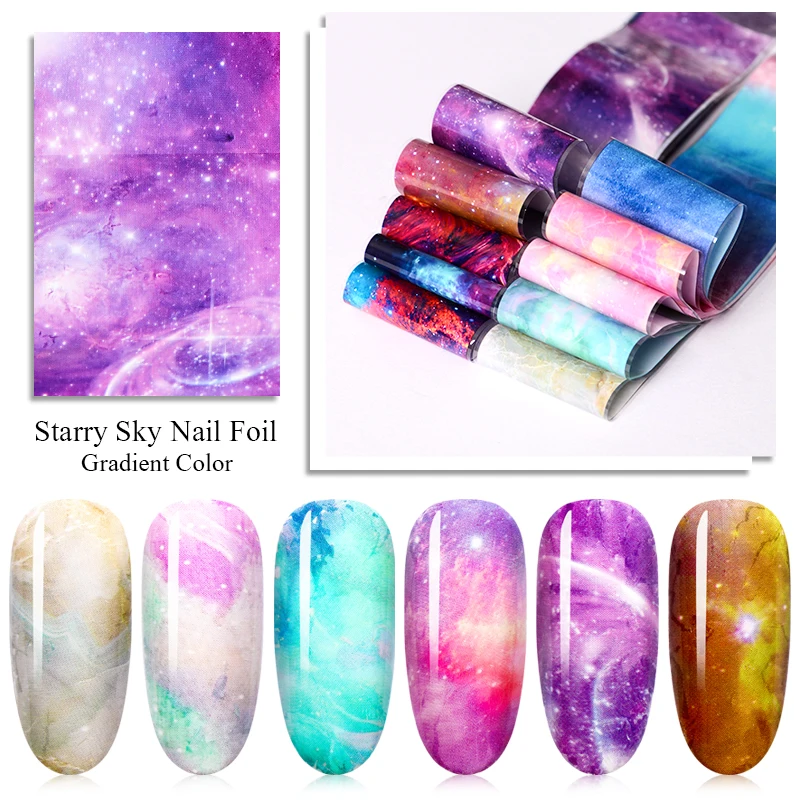 

Mtssii Nail Foil Sticker Set Holographic Starry Sky Adhesive Wraps Transfer Paper Nail Art Decal Shimmer Summer Gel Slider