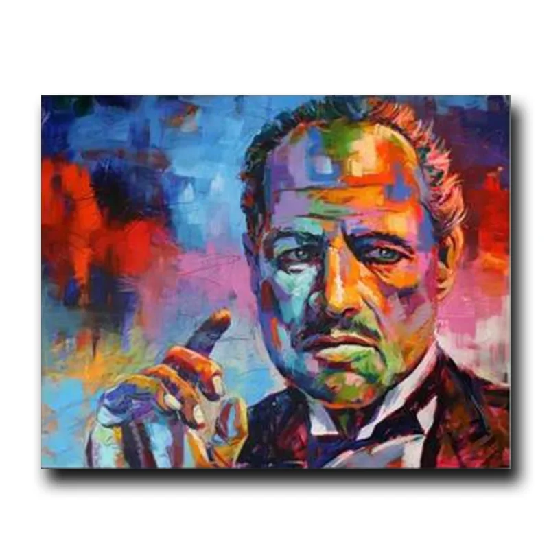 From the Movie Godfather Colorful Portrait Wall Art Painting Printed on Canvas