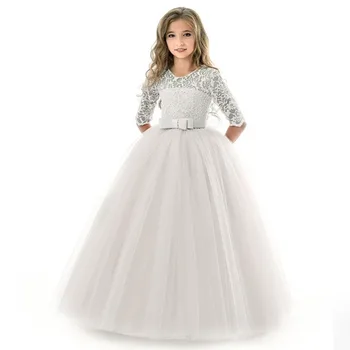 

Teens costume girls long Lace dress children clothing princess party flower kids tulle dress wedding first communion dress