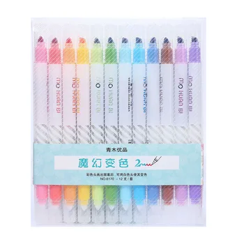 

12pcs Gift Painting Students Art Marker Office School Color Changing DIY Magic Highlighter Pen Stationery Supply Journal Diary