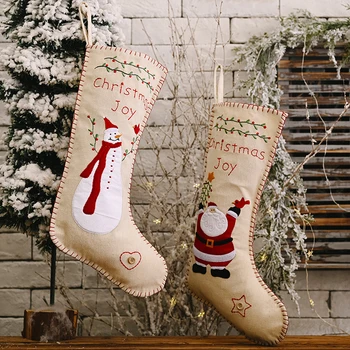 

Christmas Stocking Sock Gift Holder Xmas Tree Decor New Year Gift Candy Bag New