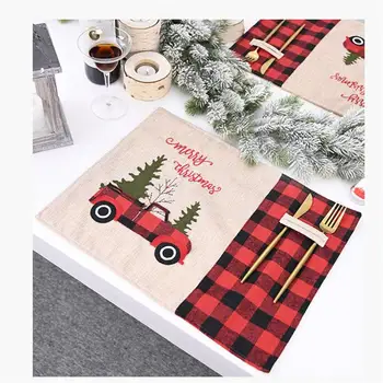 

Christmas Decorations For Home Table Double Layer Checked Deco Placemat Home Party Dining Christmas Table Double For Ornaments