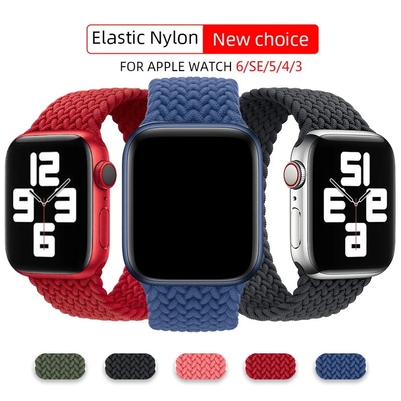 

New Nylon Elastic Strap for Apple Watch 6 Se Band for IWatch Serie 5 4 3 Belt Bracelet Braided Solo Loop 38mm 40mm 42mm 44mm