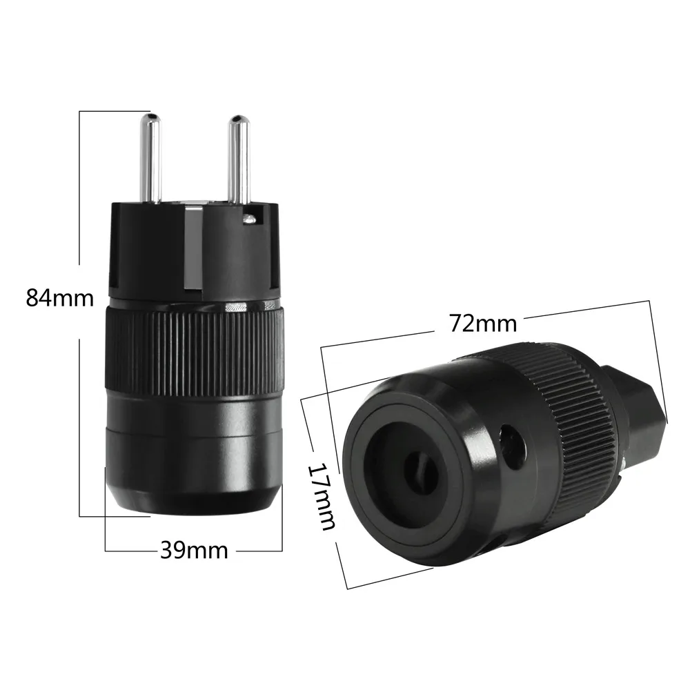 Pair RE+RC Unprint Pair High End Rhodium Plated EUR Schuko EU Power Plug & IEC Connector Plug