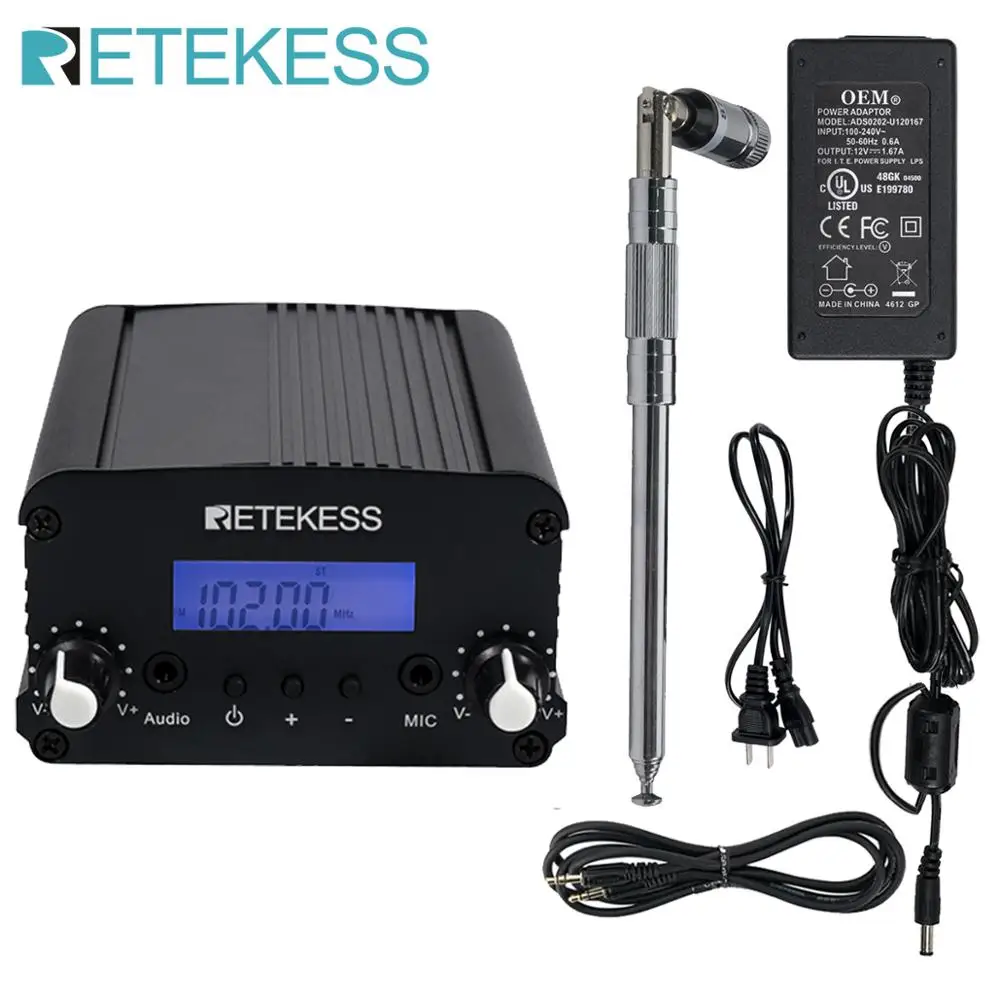 Retekess TR509 Wireless FM Broadcast Transmitter Stereo Radio Station Campus Amplifier AUX Input For Drive-in Church CinemasRetekess TR509 portable FM Transmitter broadcasting stereo remote transmitter Support AUX/MIC Input For Theater Radio station bluetooth microphone Microphones