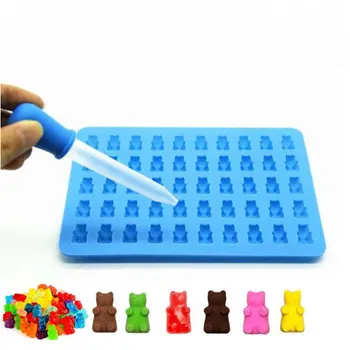 

Hot Sale 50 Holes Mini Cute Bear Ice Cubes Tray Silicone Ice Cream Molds Maker Form Chocolate Mold For Party Bar