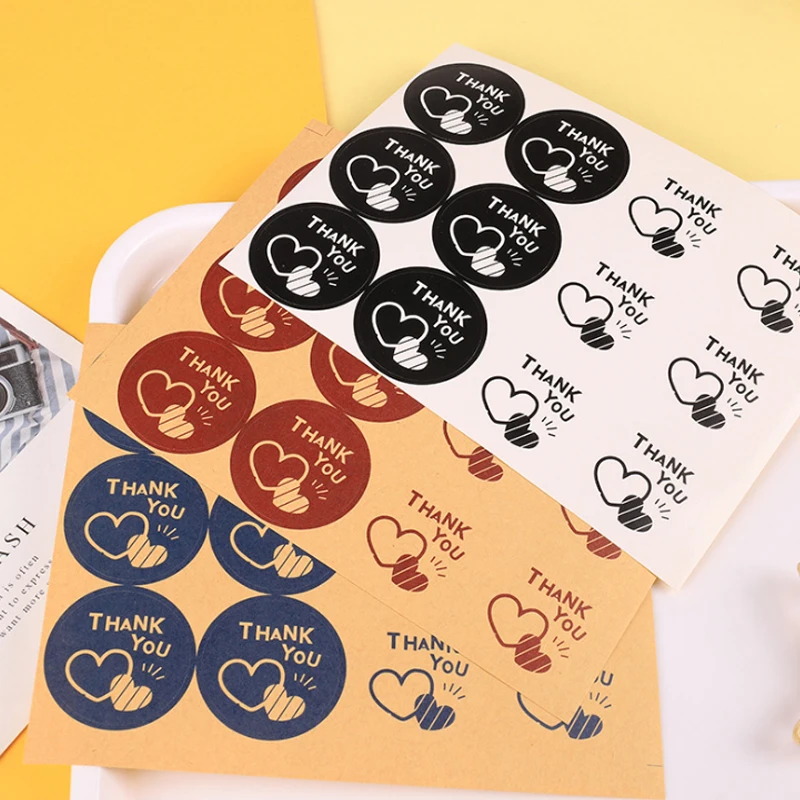 100pcs/pack New Arrival THANK YOU Cake Packaging Baking DIY Gift Stickers Scrapbooking Round Comic Sealing Lables | Канцтовары для