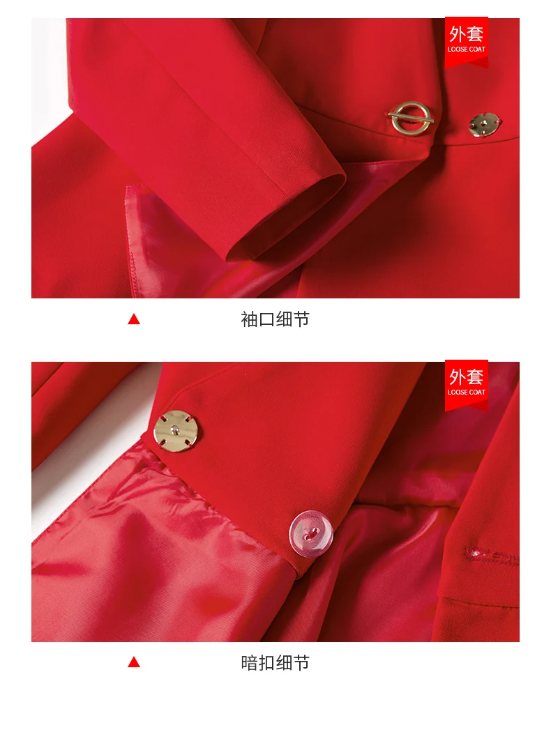 Fashion long sleeve professional pants suits New red business slim blazer and pants office ladies formal interview work wear