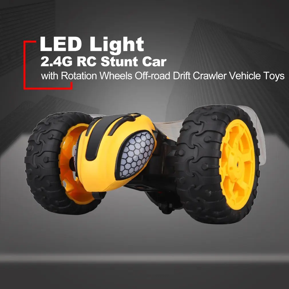 

1:8 2.4G RC Stunt Car with Rotation Wheels LED Light Remote Control Off-road Drift Crawler Vehicle Model RTR Toy For Kids Gift