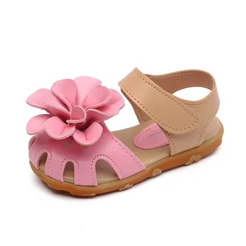 

Baby Girl Floral Sandals Kids Sandals For Girls Closed Toes Children Beach Shoes Cut-outs With Flowers Breathable Protect Toes